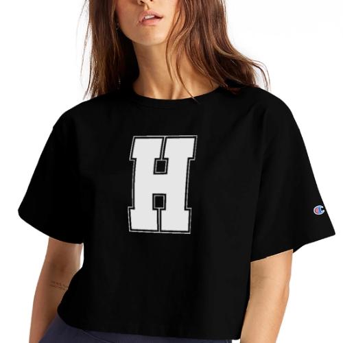 White Letter H – Varsity Alphabet Monogram - Champion Women’s Cropped T-Shirt