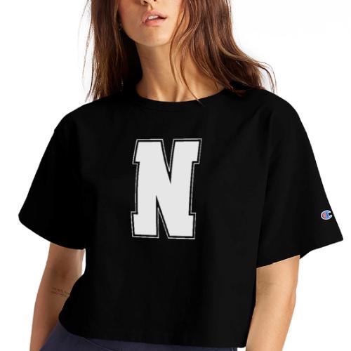 White Letter N – Varsity Alphabet Monogram - Champion Women’s Cropped T-Shirt