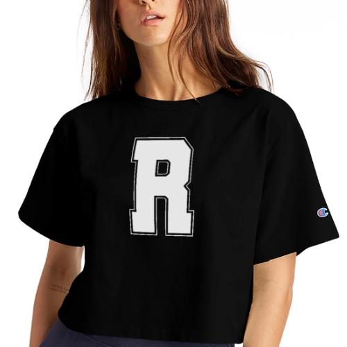 White Letter R – Varsity Alphabet Monogram - Champion Women’s Cropped T-Shirt