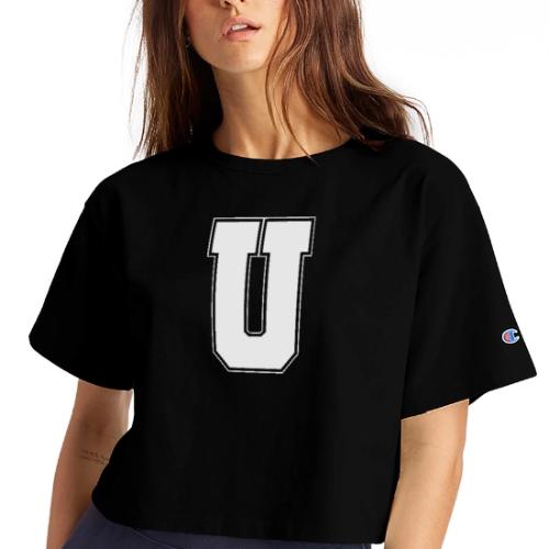 White Letter U – Varsity Alphabet Monogram - Champion Women’s Cropped T-Shirt
