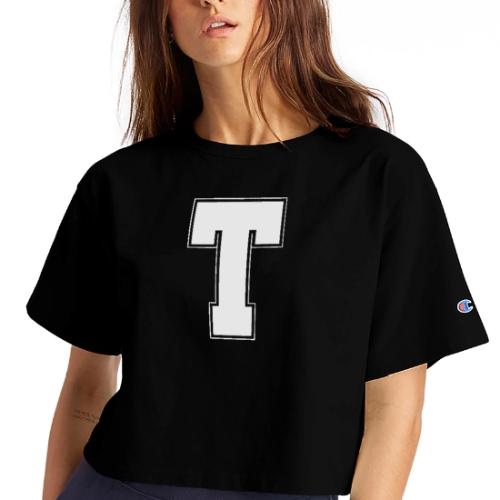 White Letter T – Varsity Alphabet Monogram - Champion Women’s Cropped T-Shirt