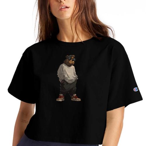 Urban Streetwear Bear Cool Apparel Design - Champion Women’s Cropped T-Shirt