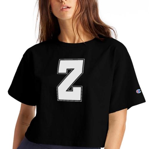 White Letter Z – Varsity Alphabet Monogram - Champion Women’s Cropped T-Shirt