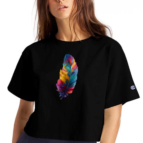 Spectrum Feather Flow - Champion Women’s Cropped T-Shirt