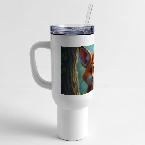 Magical fantasy fox in enchanted forest scene - 40 oz Travel Tumbler