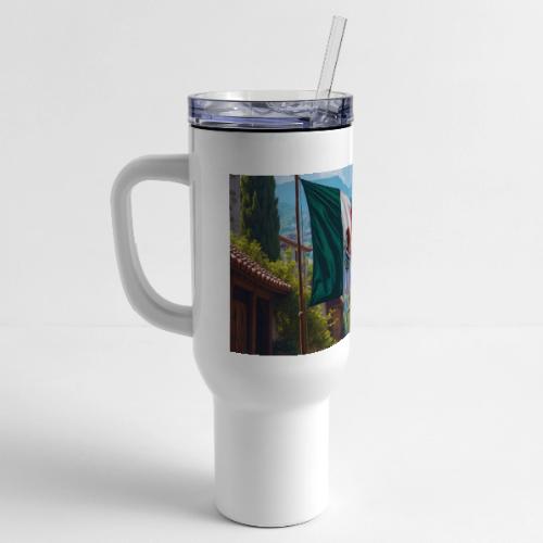 Mexican flag surrounded by nature and magic town - 40 oz Travel Tumbler