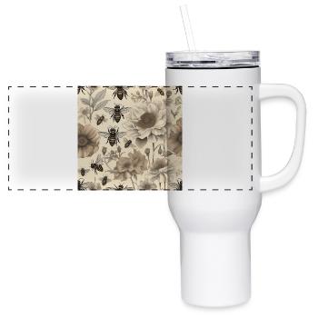 A bee vintage-style illustration - 40 oz Travel Tumbler - white - Front
