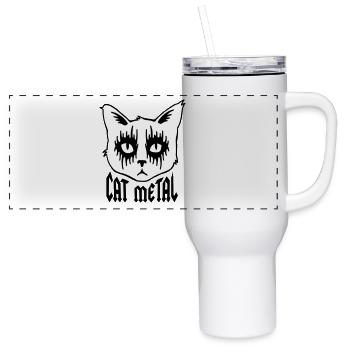 cat metal - 40 oz Travel Tumbler - white - Front