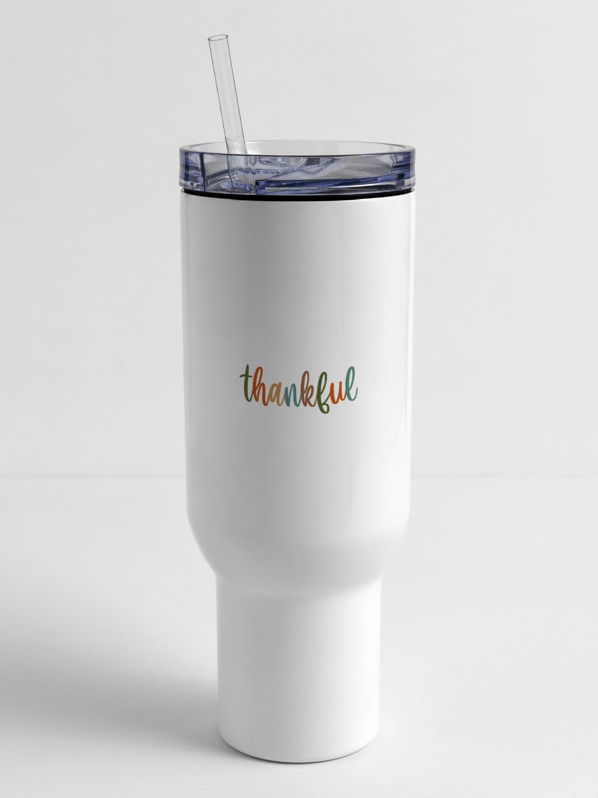 Thankful - 40 oz Travel Tumbler - white - Front