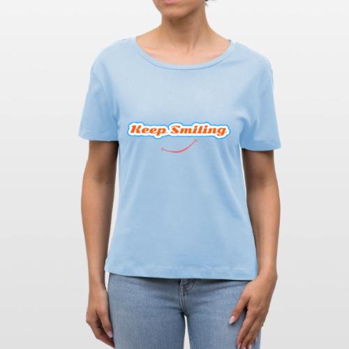 Keep Smiling Positive Vibes Graphic - Stanley/Stella Serena Women’s Relaxed Organic T-Shirt