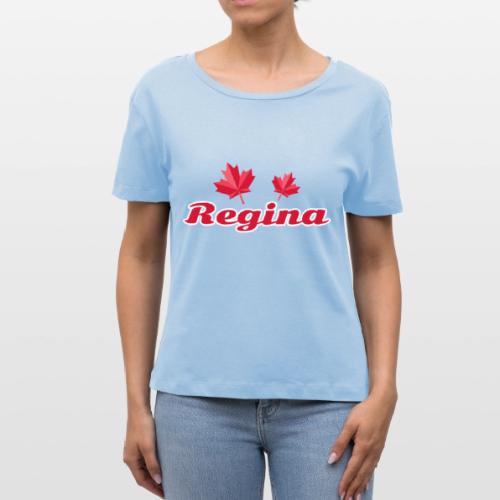 Regina with two red maple leaves - Stanley/Stella Serena Women’s Relaxed Organic T-Shirt