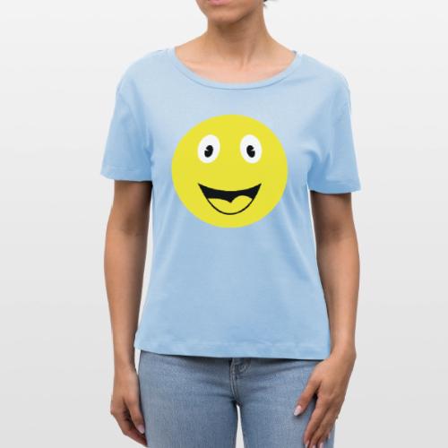 Yellow Happy Face Print - Stanley/Stella Serena Women’s Relaxed Organic T-Shirt