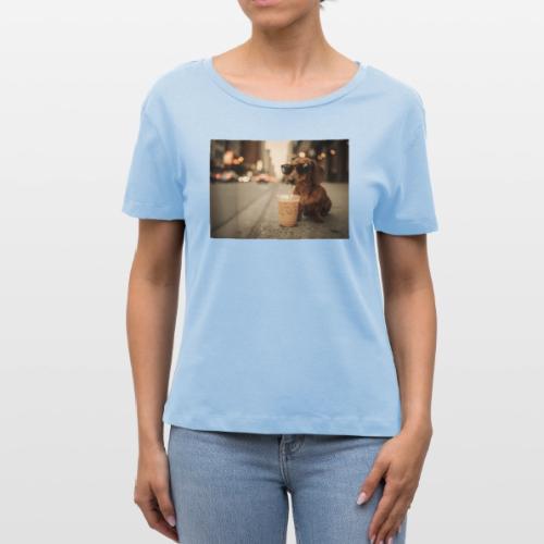 Funny Dachshund Iced Coffee Lover Tee - Stanley/Stella Serena Women’s Relaxed Organic T-Shirt