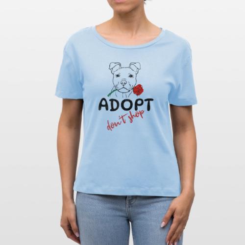 Retro Adopt Dont Shop Cute Puppy Rose Tee - Stanley/Stella Serena Women’s Relaxed Organic T-Shirt