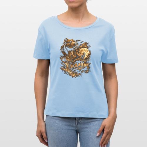 Pit Bull Howling Moon Fantasy Forest Tee - Stanley/Stella Serena Women’s Relaxed Organic T-Shirt