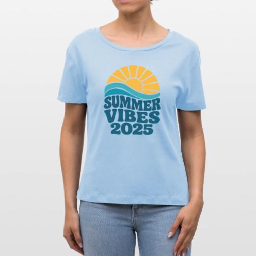 Summer Vibes 2025 Retro Sunset T-Shirt | Fun Beach - Stanley/Stella Serena Women’s Relaxed Organic T-Shirt