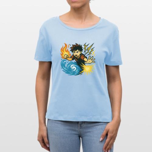 Anime Elemental Warriors | Fire, Water, Lightning - Stanley/Stella Serena Women’s Relaxed Organic T-Shirt