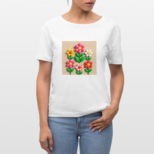 3D Flowers and Butterflies in Amber, Floral Design - Stanley/Stella Serena Women’s Relaxed Organic T-Shirt