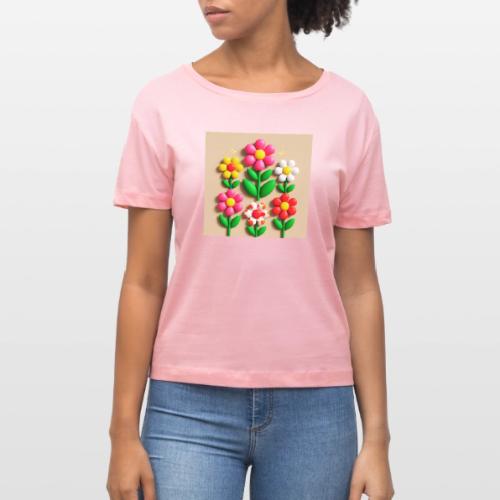 3D Flowers and Butterflies in Amber, Floral Design - Stanley/Stella Serena Women’s Relaxed Organic T-Shirt