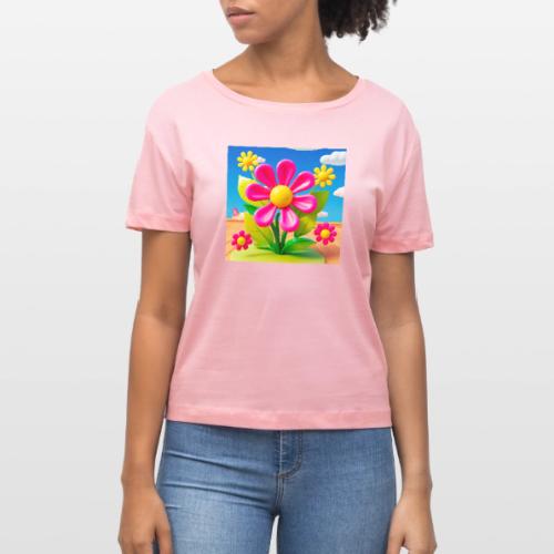 Pink Floral Peace | Sky & Nature Design - Stanley/Stella Serena Women’s Relaxed Organic T-Shirt
