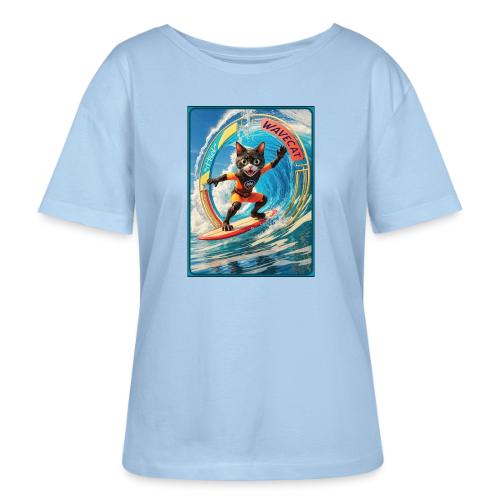 Wavecat Surfing A Wave Portal - Stanley/Stella Serena Women’s Relaxed Organic T-Shirt