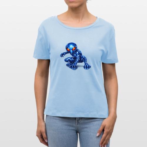 Blue Alien Crouch - Stanley/Stella Serena Women’s Relaxed Organic T-Shirt