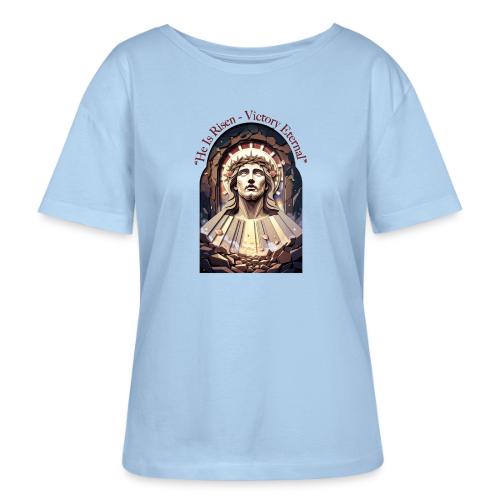 Easter He Is Risen Face of Christ T Shirt, Gift - Stanley/Stella Serena Women’s Relaxed Organic T-Shirt