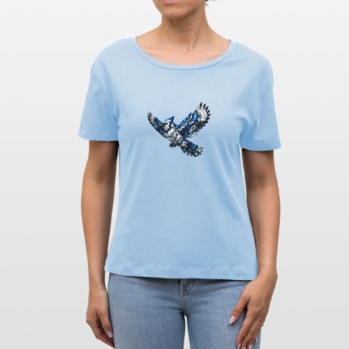 Silver Blue Jay in Flight - Stanley/Stella Serena Women’s Relaxed Organic T-Shirt
