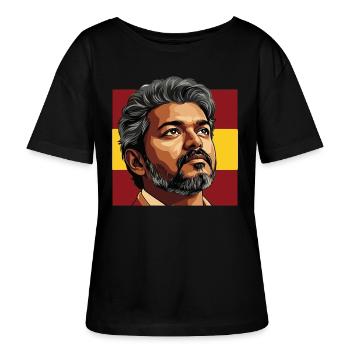Thalapathy Vijay TVK Flag Tamil Kollywood  - Stanley/Stella Serena Women’s Relaxed Organic T-Shirt - black - Front - Anna (173cm)