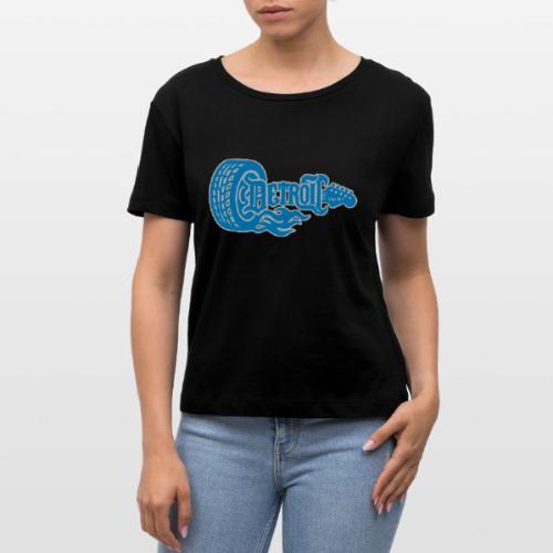 The D® - Detroit Wheel Guitar with Flames Bl Slvr - Stanley/Stella Serena Women’s Relaxed Organic T-Shirt