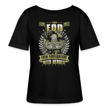 Eod Evem Firefighters Need Heroes - Stanley/Stella Serena Women’s Relaxed Organic T-Shirt - black - Front - Anna (173cm)