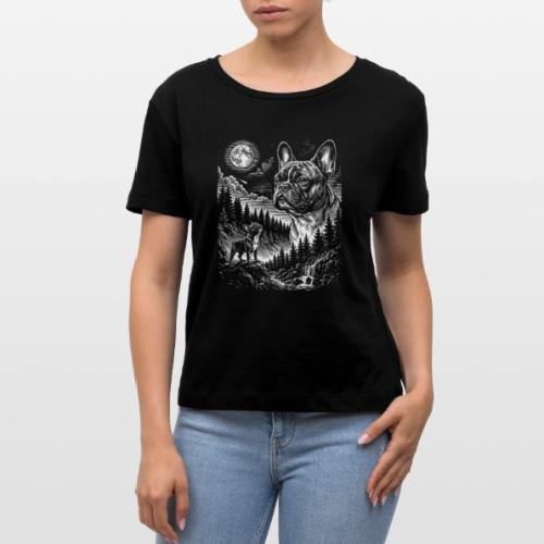 Vintage French Bulldog Moon Howling Tee - Stanley/Stella Serena Women’s Relaxed Organic T-Shirt