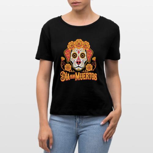 Dia De Los Muertos Dog Skull Flowers - Stanley/Stella Serena Women’s Relaxed Organic T-Shirt