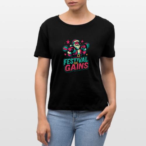 Festival of Gains Funny Gym Santa Christmas - Stanley/Stella Serena Women’s Relaxed Organic T-Shirt