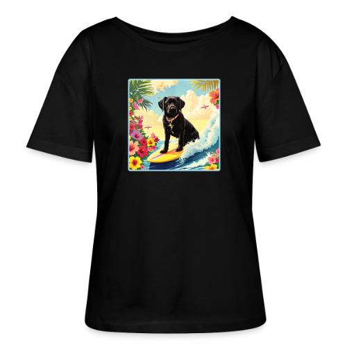 Black Labrador Retriever Surfing - Stanley/Stella Serena Women’s Relaxed Organic T-Shirt