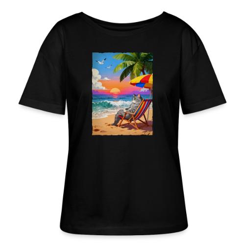Rainbow Beach cat - Stanley/Stella Serena Women’s Relaxed Organic T-Shirt