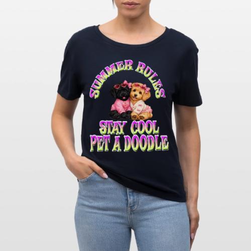 Summer Rules Stay Cool Pet A Doodle Cute Doodle - Stanley/Stella Serena Women’s Relaxed Organic T-Shirt