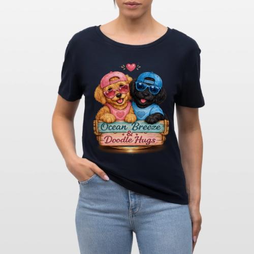 Ocean Breeze & Doodle Hugs - Stanley/Stella Serena Women’s Relaxed Organic T-Shirt