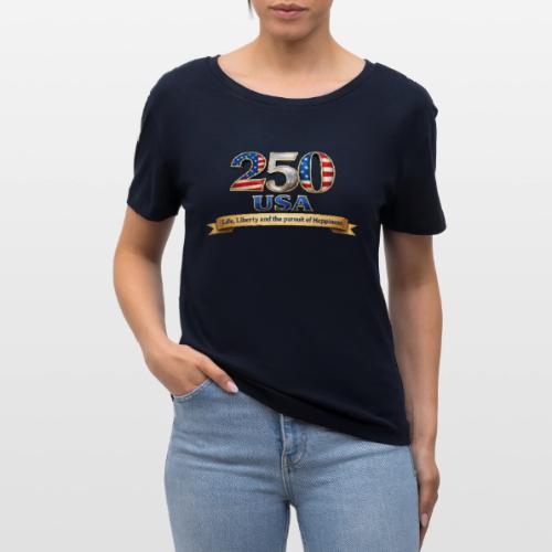 250 USA Liberty Banner - Stanley/Stella Serena Women’s Relaxed Organic T-Shirt
