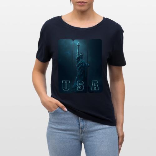 Neon Liberty USA Triptych - Stanley/Stella Serena Women’s Relaxed Organic T-Shirt