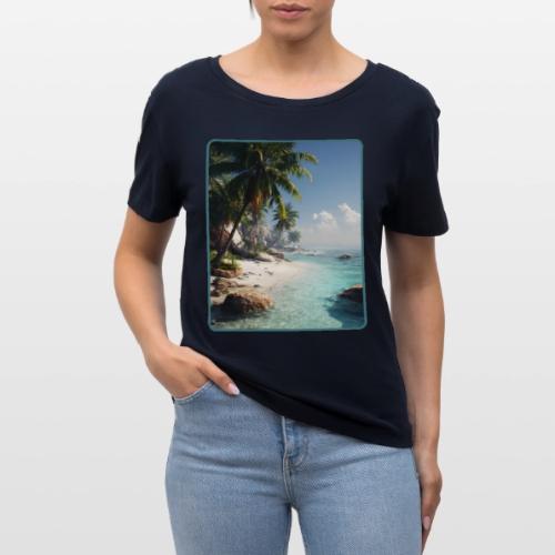 Tropical Beach Paradise Palm Design - Stanley/Stella Serena Women’s Relaxed Organic T-Shirt
