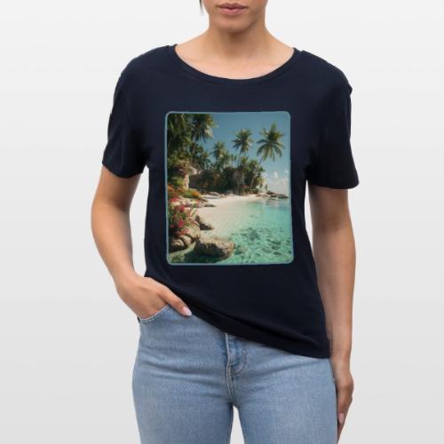 Serene Tropical Beach Floral Design - Stanley/Stella Serena Women’s Relaxed Organic T-Shirt