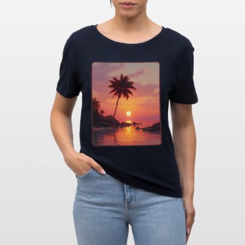 Tropical Beach Sunset Palm Design - Stanley/Stella Serena Women’s Relaxed Organic T-Shirt