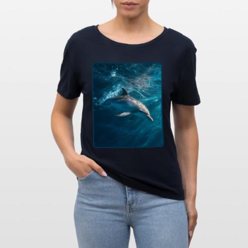 Dolphin Sunlit Ocean Serenity Design - Stanley/Stella Serena Women’s Relaxed Organic T-Shirt