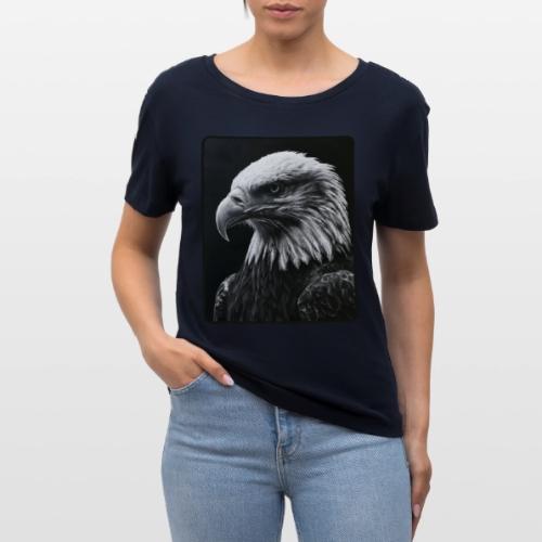 Black White Bald Eagle Design - Stanley/Stella Serena Women’s Relaxed Organic T-Shirt