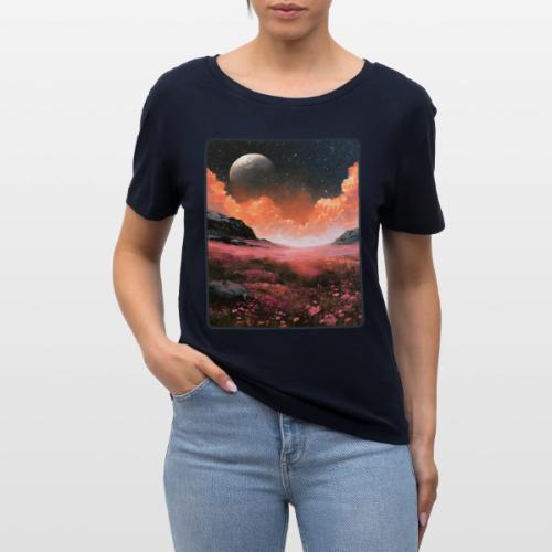 Moonlit Fantasy Flower Landscape - Stanley/Stella Serena Women’s Relaxed Organic T-Shirt