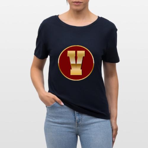 Letter V – Capital Varsity Alphabet Monogram - Stanley/Stella Serena Women’s Relaxed Organic T-Shirt