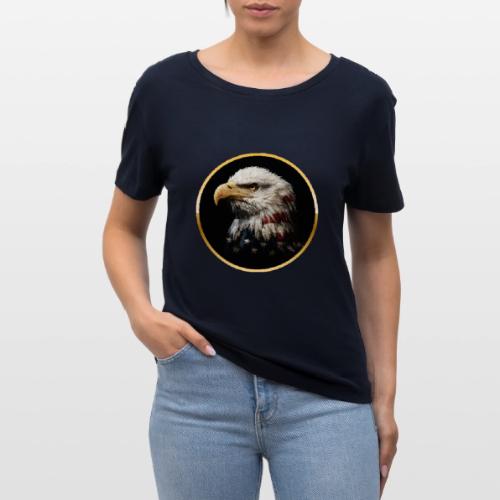 America: Golden Freedom Crest - Stanley/Stella Serena Women’s Relaxed Organic T-Shirt