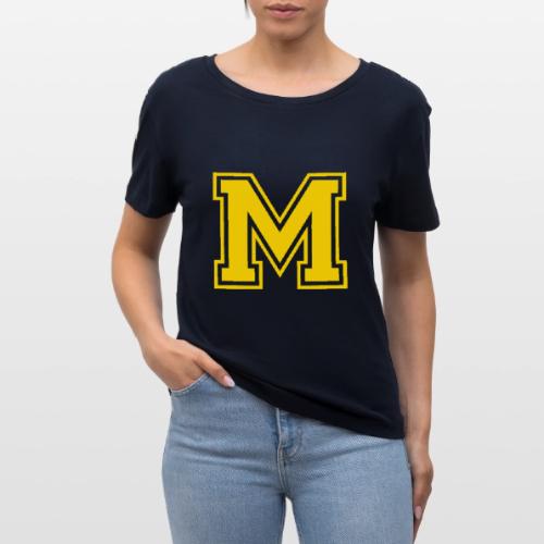 Letter M – Capital Athletic Alphabet Monogram - Stanley/Stella Serena Women’s Relaxed Organic T-Shirt