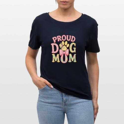 Proud Dog Mom Floral Paw Bow - Stanley/Stella Serena Women’s Relaxed Organic T-Shirt